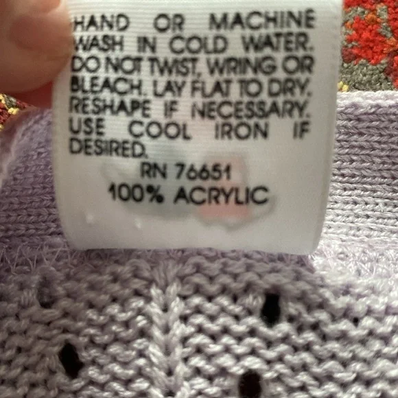 Coquette V Neck Pointelle Knit Cardigan Sweater Lavender Size S - Picture 12 of 13